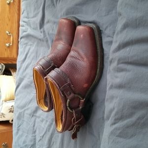 Frye Carson Mules Clogs Brown Leather Vintage
